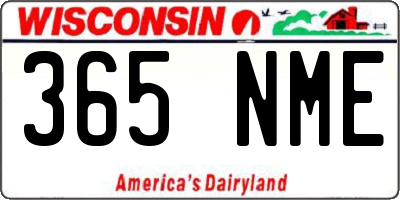 WI license plate 365NME