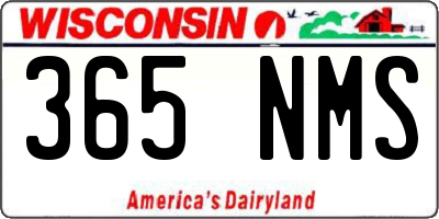 WI license plate 365NMS