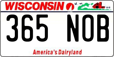 WI license plate 365NOB