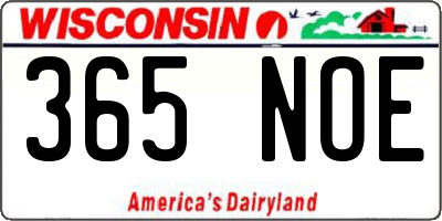 WI license plate 365NOE