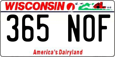 WI license plate 365NOF