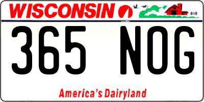 WI license plate 365NOG