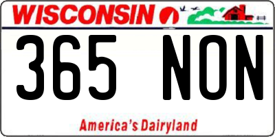 WI license plate 365NON