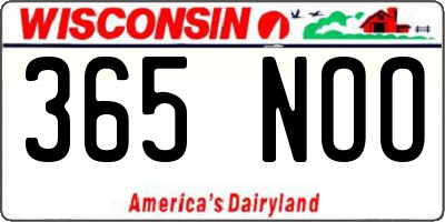 WI license plate 365NOO