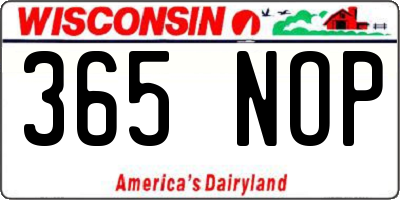 WI license plate 365NOP