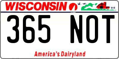 WI license plate 365NOT