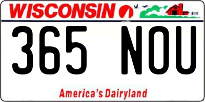 WI license plate 365NOU