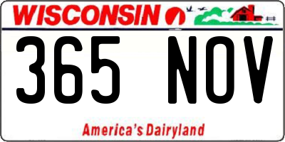 WI license plate 365NOV