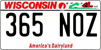 WI license plate 365NOZ