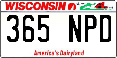 WI license plate 365NPD