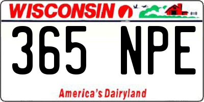WI license plate 365NPE
