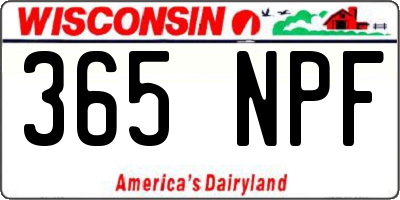WI license plate 365NPF