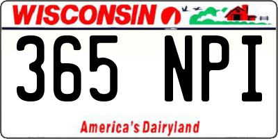 WI license plate 365NPI