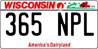 WI license plate 365NPL