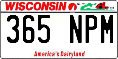 WI license plate 365NPM