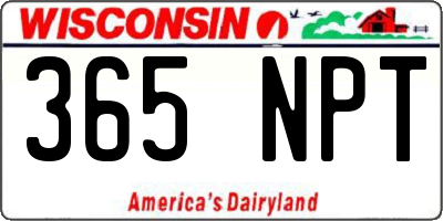 WI license plate 365NPT