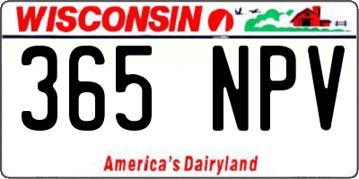 WI license plate 365NPV
