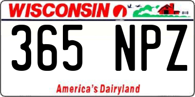 WI license plate 365NPZ