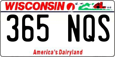 WI license plate 365NQS