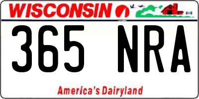 WI license plate 365NRA