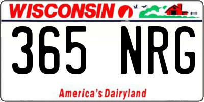 WI license plate 365NRG