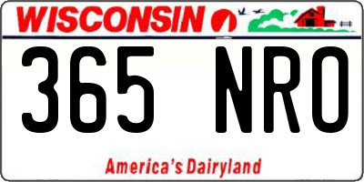 WI license plate 365NRO