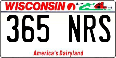 WI license plate 365NRS