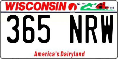 WI license plate 365NRW