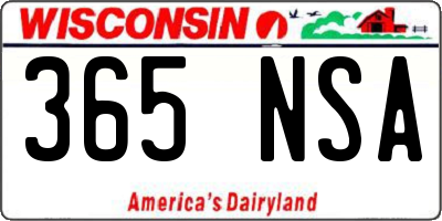 WI license plate 365NSA