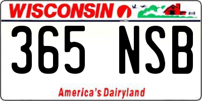 WI license plate 365NSB