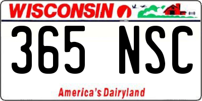 WI license plate 365NSC