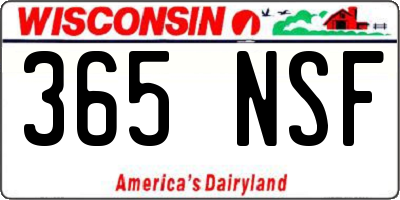 WI license plate 365NSF