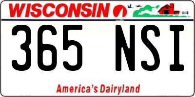 WI license plate 365NSI