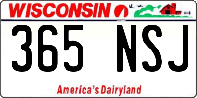 WI license plate 365NSJ