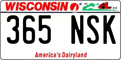 WI license plate 365NSK