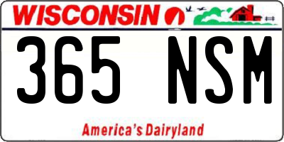 WI license plate 365NSM