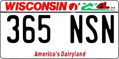 WI license plate 365NSN