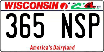 WI license plate 365NSP