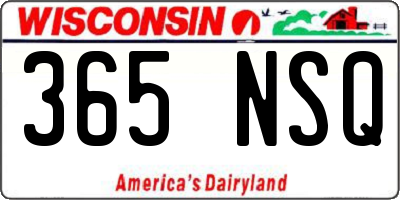 WI license plate 365NSQ