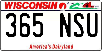 WI license plate 365NSU