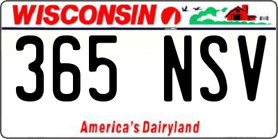 WI license plate 365NSV