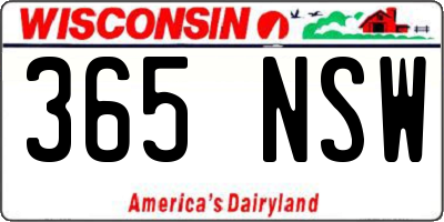 WI license plate 365NSW