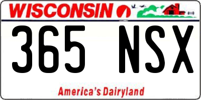 WI license plate 365NSX