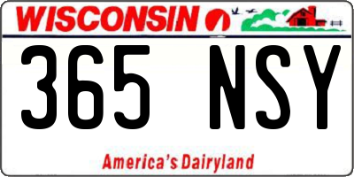 WI license plate 365NSY