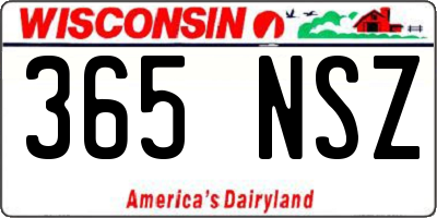 WI license plate 365NSZ