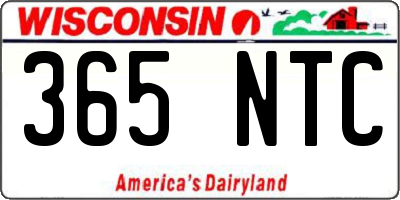WI license plate 365NTC