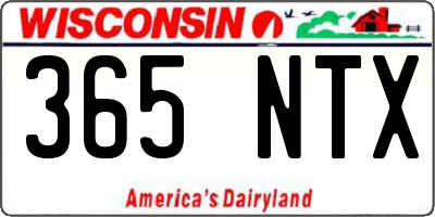 WI license plate 365NTX