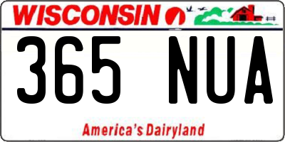 WI license plate 365NUA