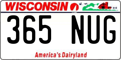 WI license plate 365NUG