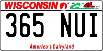 WI license plate 365NUI